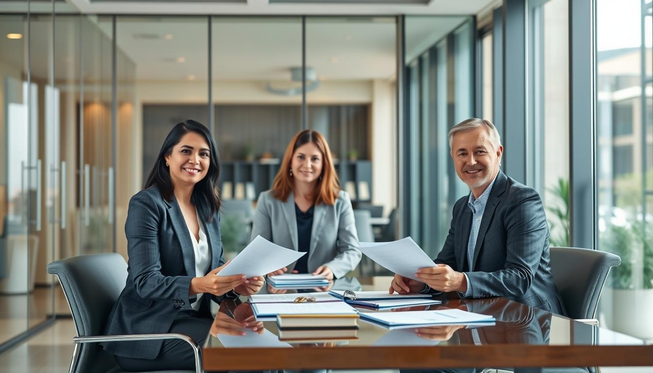 Family reviewing legal documents